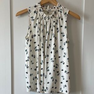 Adorable Lightweight Floral Sleeveless Top - Cream